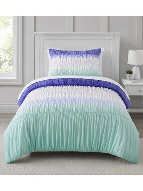 Pottery Barn Teen Surf Dip Dye Ruched Duvet Cover TWIN & 1 Sham Set NWT